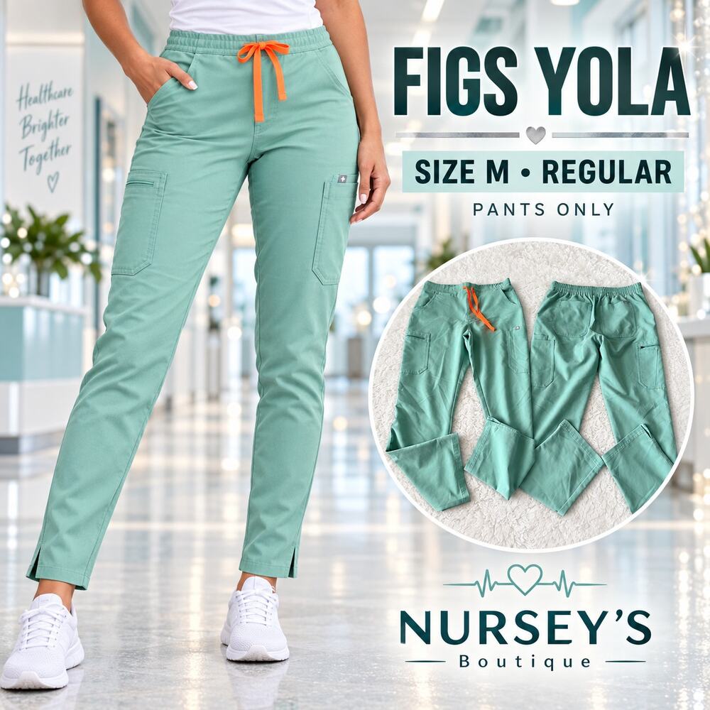 FIGS Yola Skinny Scrub Pants Women M Regular Seaglass Mint Green 11 Pocket